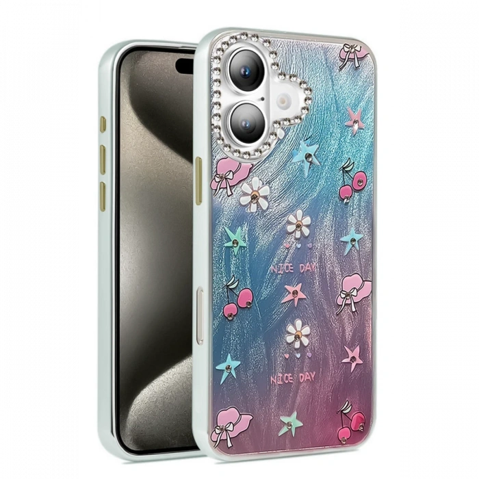 Newface iPhone 16 Plus Kılıf Blade Aynalı Desenli Kapak
