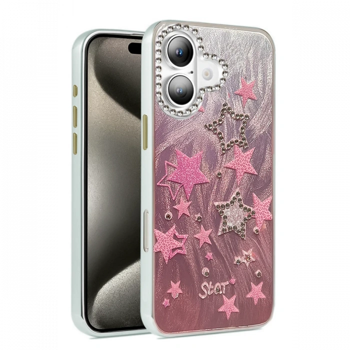 Newface iPhone 16 Plus Kılıf Blade Aynalı Desenli Kapak