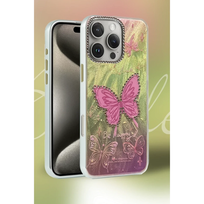 Newface iPhone 16 Plus Kılıf Blade Aynalı Desenli Kapak
