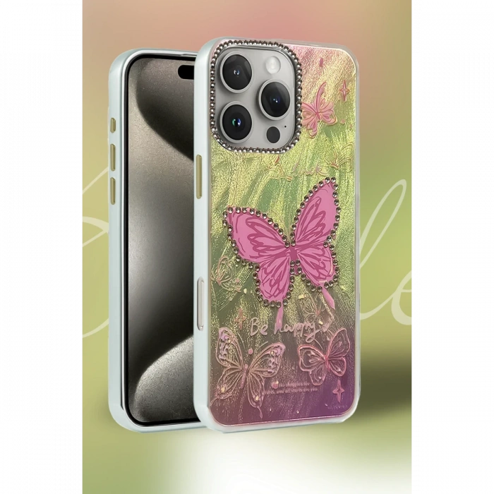 Newface iPhone 16 Plus Kılıf Blade Aynalı Desenli Kapak