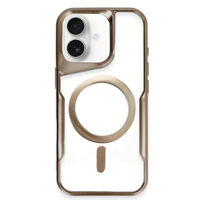 Newface iPhone 16 Plus Kılıf Boyi Magsafe Silikon Kapak - Kahverengi