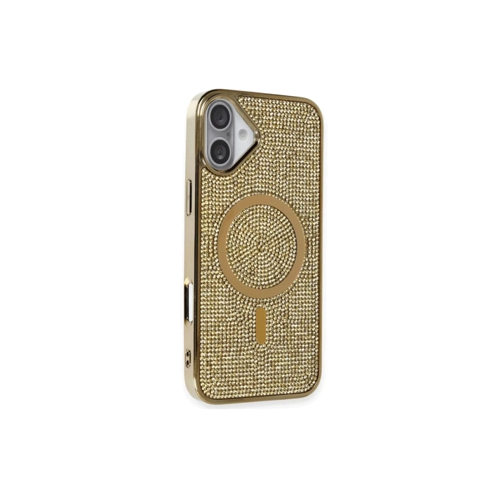 Newface iPhone 16 Plus Kılıf Diamond Magsafe Kapak - Gold