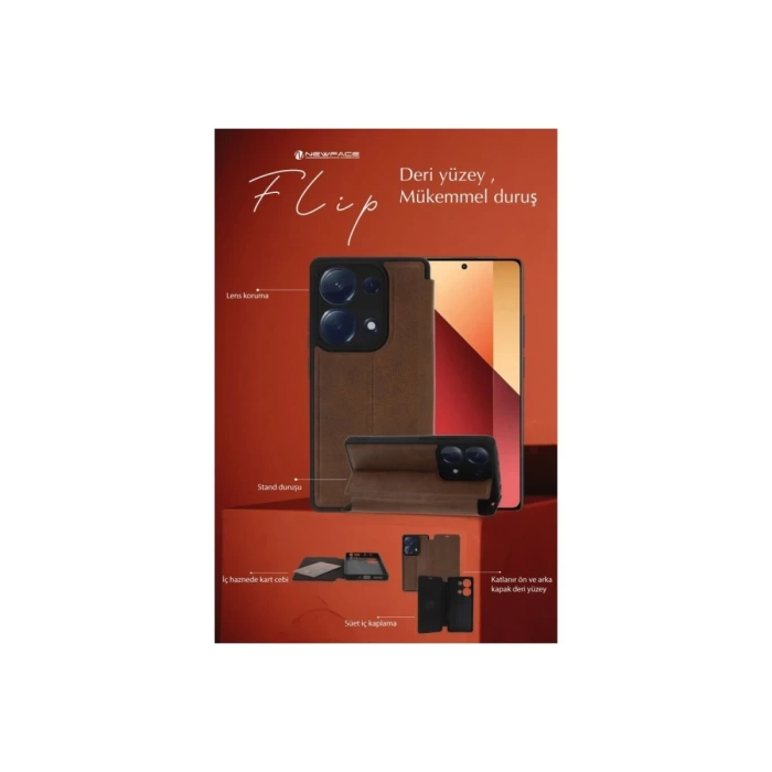 Newface iPhone 16 Plus Kılıf Flip Cover - Kırmızı