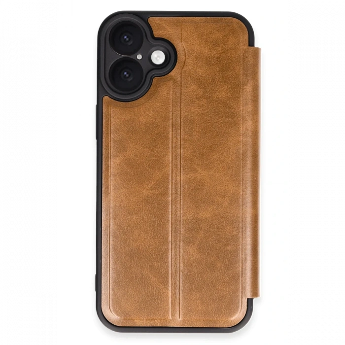 Newface iPhone 16 Plus Kılıf Flip Cover - Taba