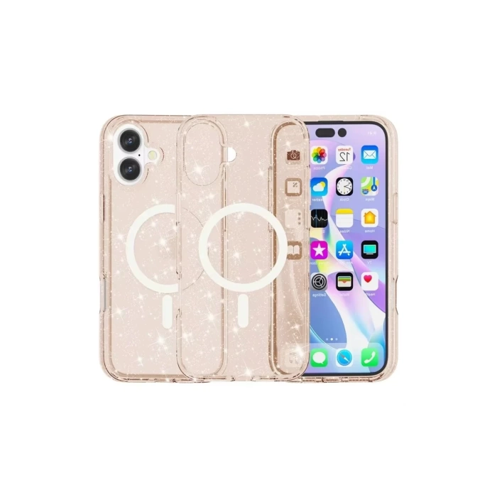 Newface iPhone 16 Plus Kılıf Glow Magsafe Kapak - Turuncu