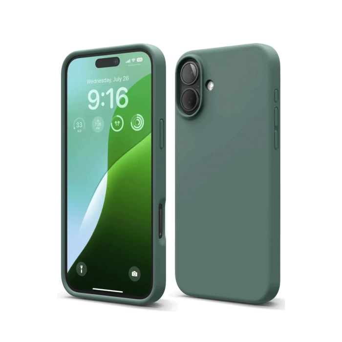 Newface iPhone 16 Plus Kılıf Nano içi Kadife Silikon - Koyu Yeşil