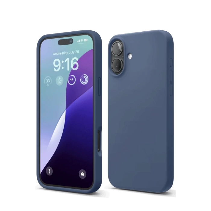 Newface iPhone 16 Plus Kılıf Nano içi Kadife Silikon - Lacivert