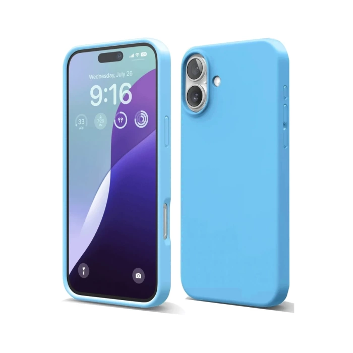 Newface iPhone 16 Plus Kılıf Nano içi Kadife Silikon - Mavi