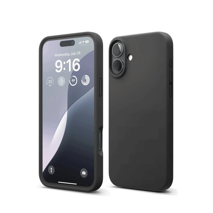 Newface iPhone 16 Plus Kılıf Nano içi Kadife Silikon - Siyah