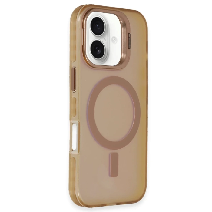 Newface iPhone 16 Plus Kılıf Primera Magsafe Standlı Kapak - Gold