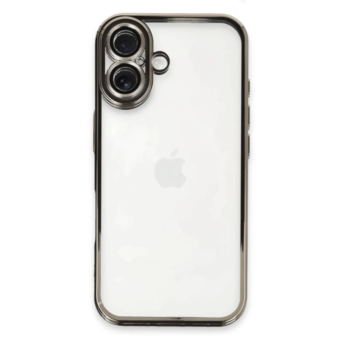 Newface iPhone 16 Plus Kılıf Razer Lensli Silikon - Titanyum Gri