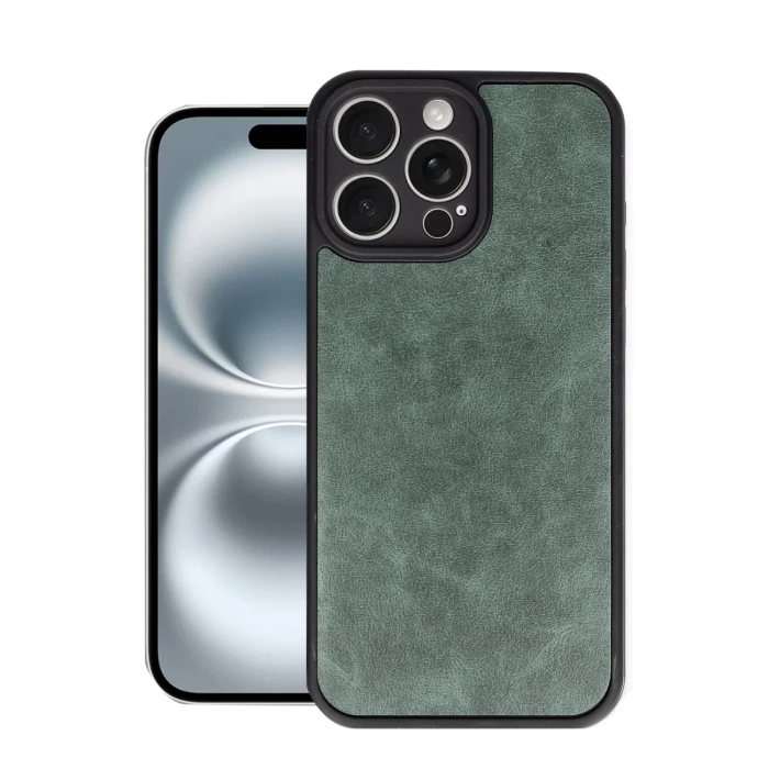 Newface iPhone 16 Pro Kılıf Aras Deri Kapak - Koyu Yeşil