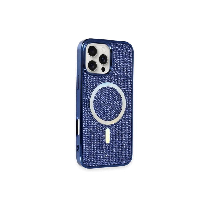 Newface iPhone 16 Pro Kılıf Diamond Magsafe Kapak - Lacivert