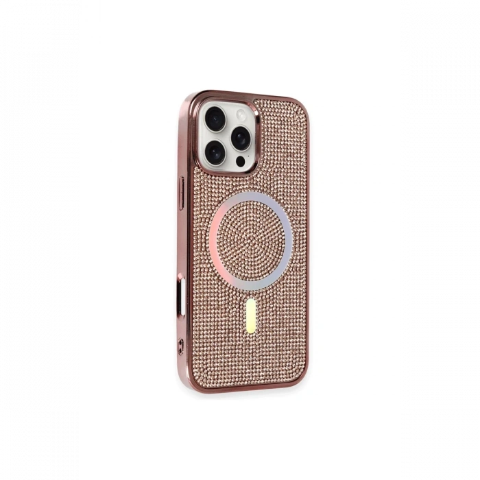 Newface iPhone 16 Pro Kılıf Diamond Magsafe Kapak - Pembe