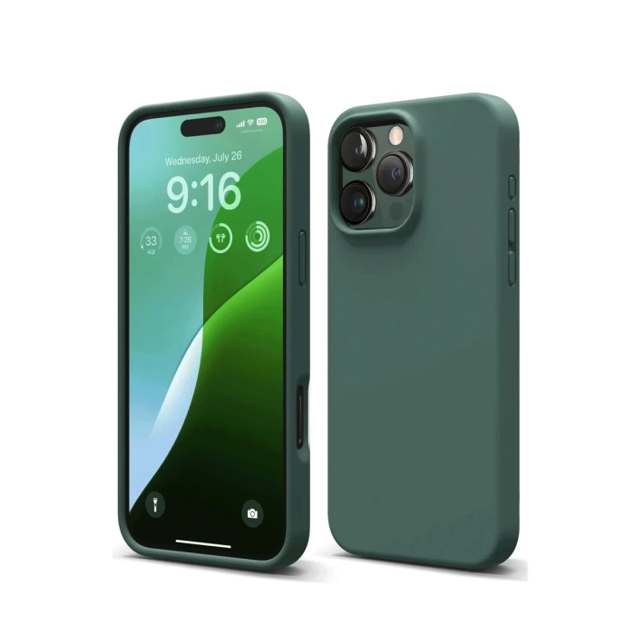 Newface iPhone 16 Pro Kılıf First Silikon - Koyu Yeşil