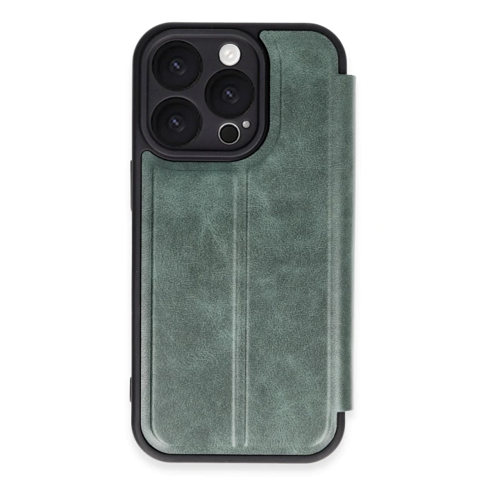 Newface iPhone 16 Pro Kılıf Flip Cover - Koyu Yeşil