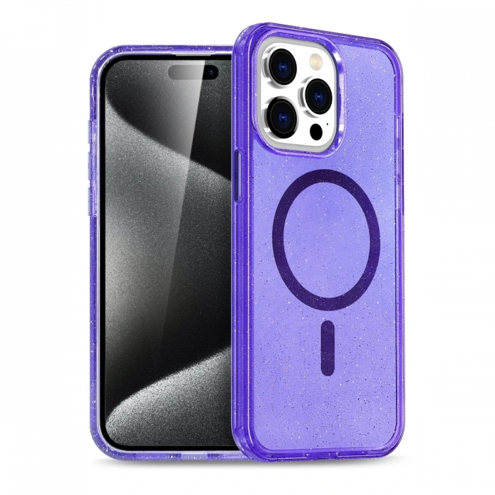 Newface iPhone 16 Pro Kılıf Glow Magsafe Kapak - Mor