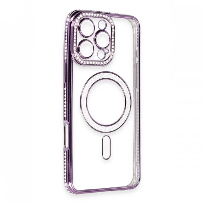 Newface iPhone 16 Pro Kılıf Joke Simli Magneticsafe Kılıf - Derin Mor