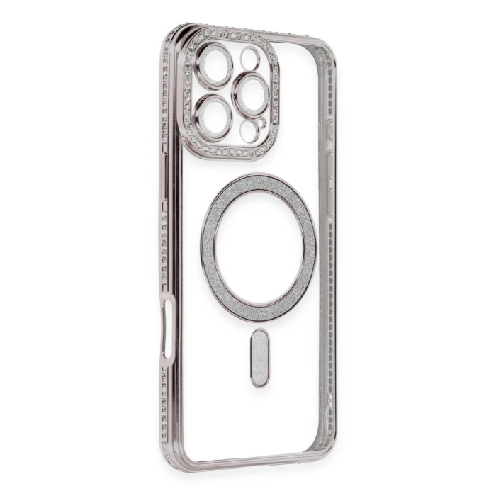Newface iPhone 16 Pro Kılıf Joke Simli Magneticsafe Kılıf - Pembe