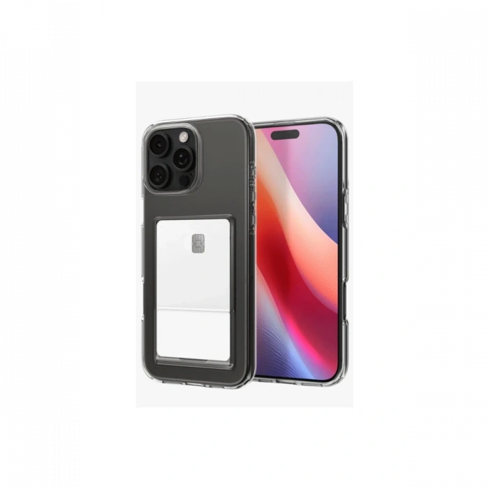 iPhone 16 Pro Kılıf Kart Şeffaf Silikon - Şeffaf