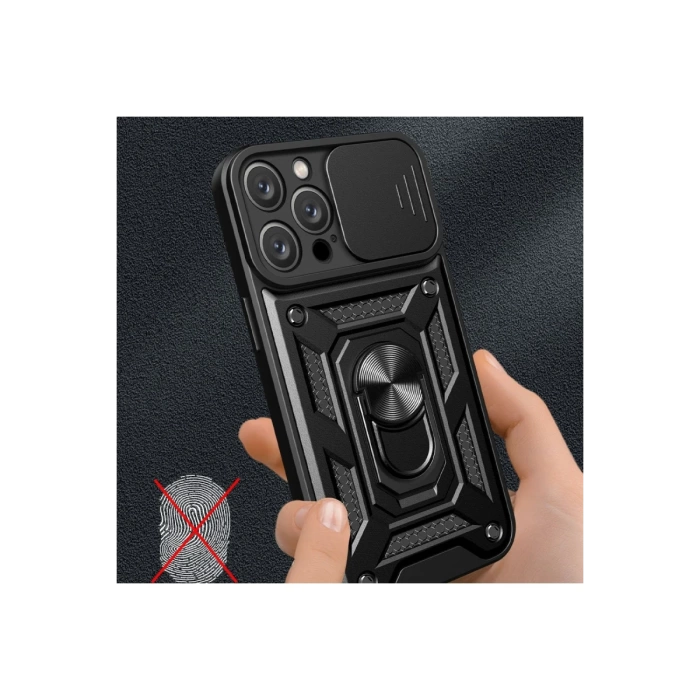 Newface iPhone 16 Pro Kılıf Pars Lens Yüzüklü Silikon - Gümüş