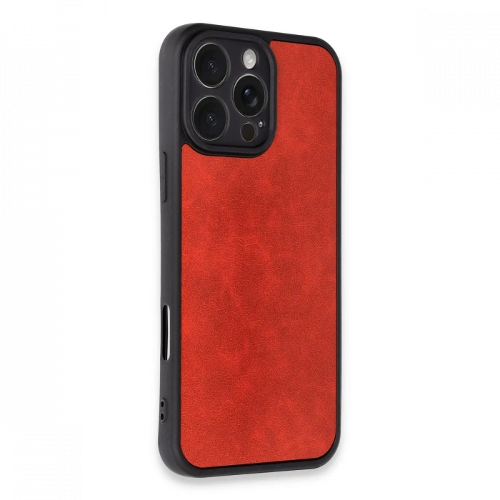 Newface iPhone 16 Pro Max Kılıf Aras Deri Kapak - Kırmızı