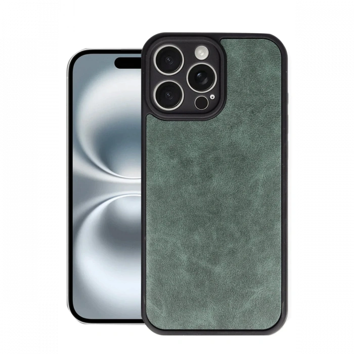 Newface iPhone 16 Pro Max Kılıf Aras Deri Kapak - Koyu Yeşil