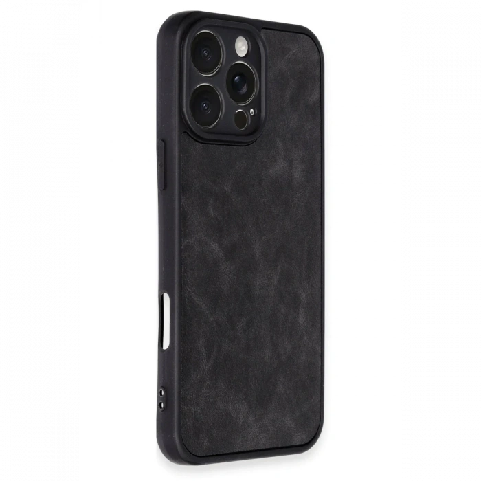 Newface iPhone 16 Pro Max Kılıf Aras Deri Kapak - Siyah