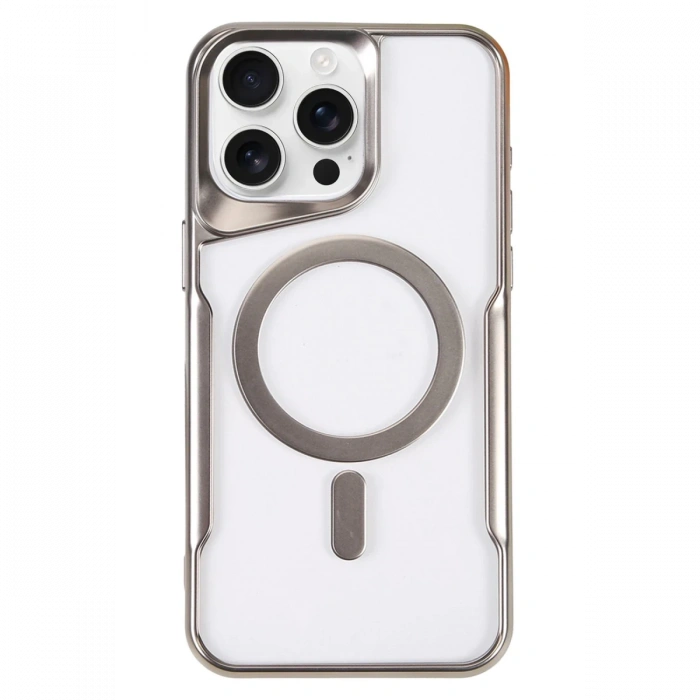 Newface iPhone 16 Pro Max Kılıf Boyi Magsafe Silikon Kapak - Gümüş