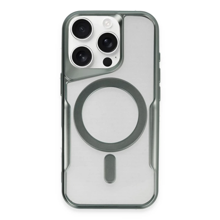 Newface iPhone 16 Pro Max Kılıf Boyi Magsafe Silikon Kapak - Yeşil