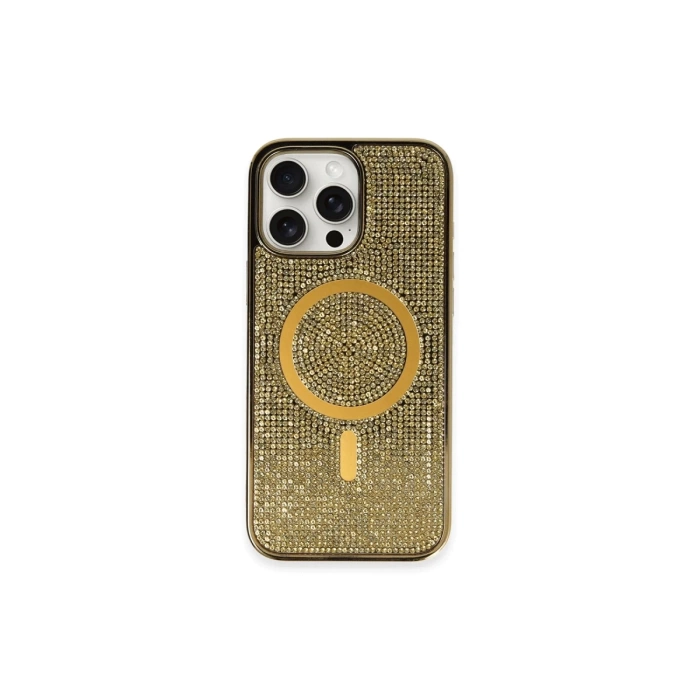 Newface iPhone 16 Pro Max Kılıf Diamond Magsafe Kapak - Gold