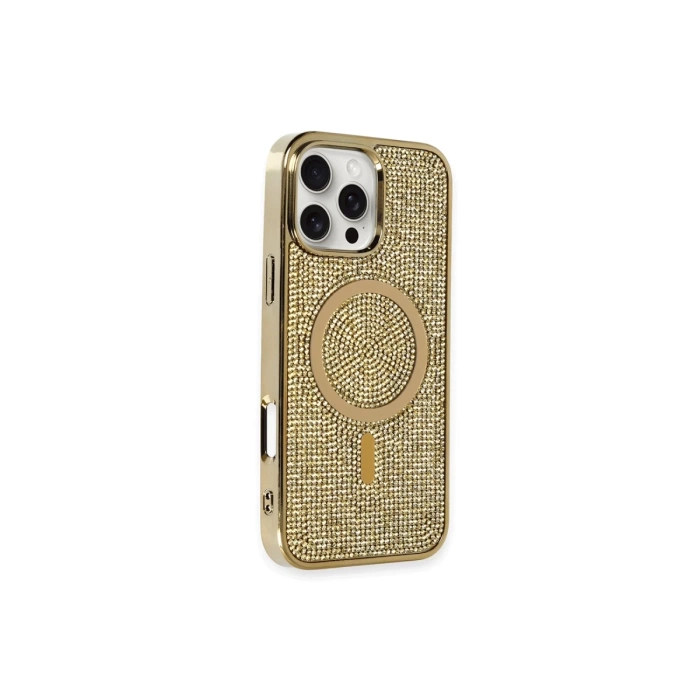 Newface iPhone 16 Pro Max Kılıf Diamond Magsafe Kapak - Gold
