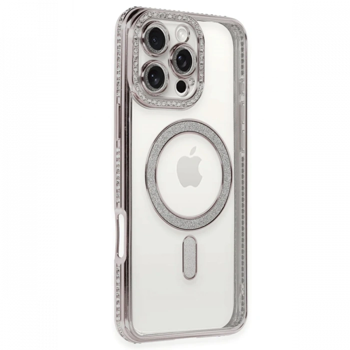 Newface iPhone 16 Pro Max Kılıf Joke Simli Magneticsafe Kılıf - Pembe