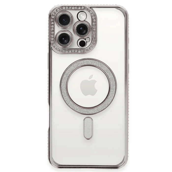 Newface iPhone 16 Pro Max Kılıf Joke Simli Magneticsafe Kılıf - Pembe