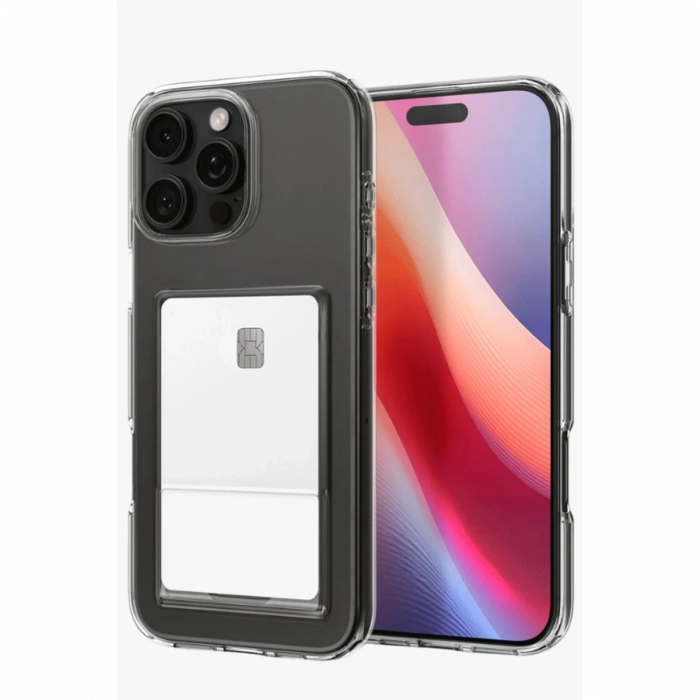 iPhone 16 Pro Max Kılıf Kart Şeffaf Silikon - Şeffaf