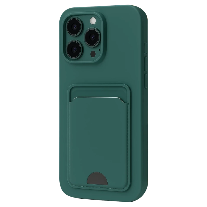 Newface iPhone 16 Pro Max Kılıf Kelvin Kartvizitli Silikon - Koyu Yeşil