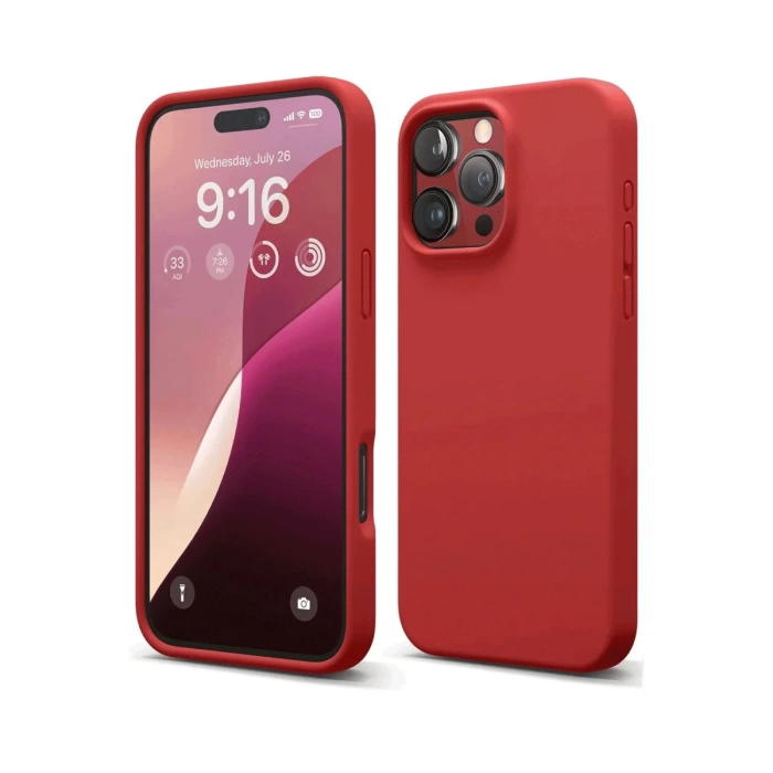 Newface iPhone 16 Pro Max Kılıf Nano içi Kadife Silikon - Kırmızı