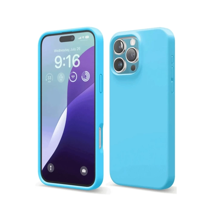 Newface iPhone 16 Pro Max Kılıf Nano içi Kadife Silikon - Mavi