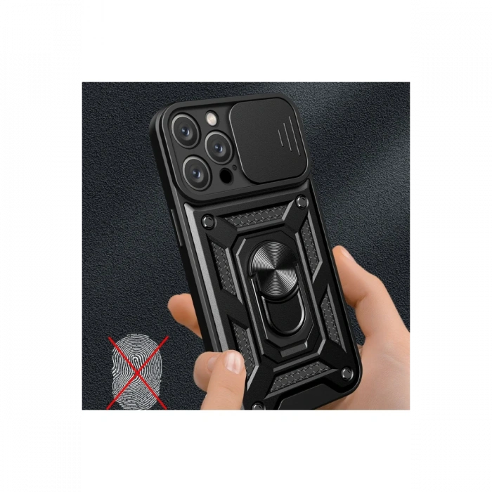 Newface iPhone 16 Pro Max Kılıf Pars Lens Yüzüklü Silikon - Lacivert