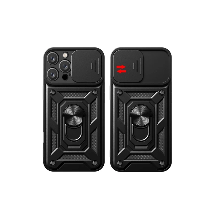 Newface iPhone 16 Pro Max Kılıf Pars Lens Yüzüklü Silikon - Yeşil