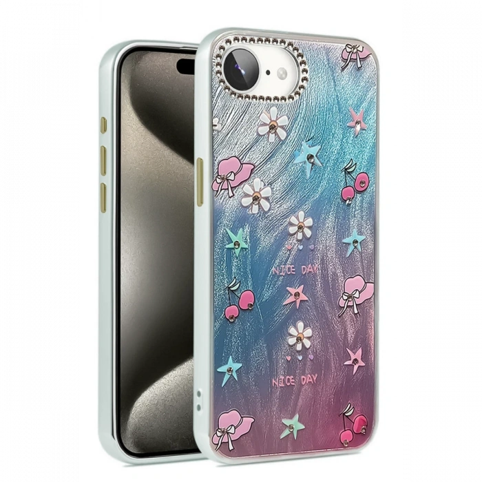 Newface iPhone 16E Kılıf Blade Aynalı Desenli Kapak