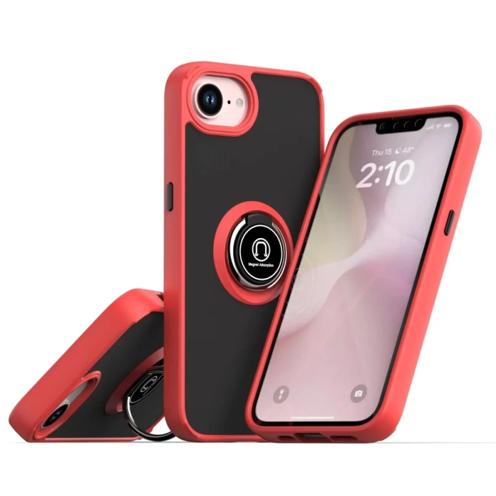 Newface iPhone 16E Kılıf Montreal Yüzüklü Silikon Kapak