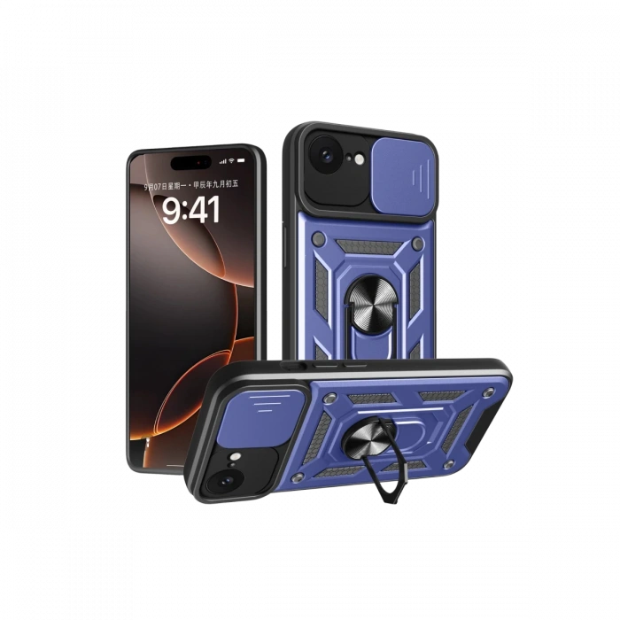 Newface iPhone 16E Kılıf Pars Lens Yüzüklü Silikon