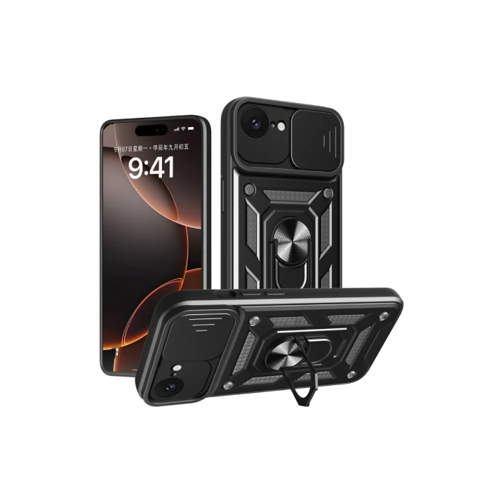 Newface iPhone 16E Kılıf Pars Lens Yüzüklü Silikon