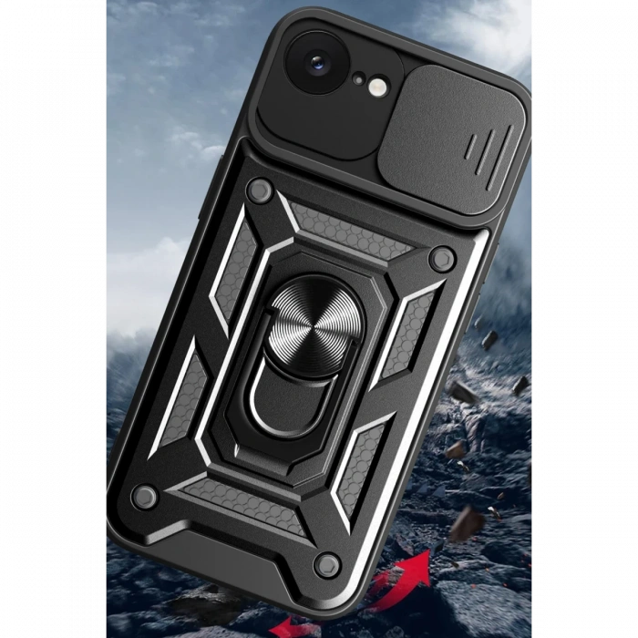 Newface iPhone 16E Kılıf Pars Lens Yüzüklü Silikon