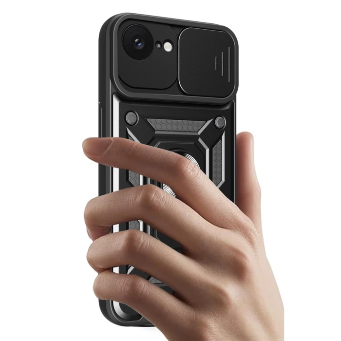 Newface iPhone 16E Kılıf Pars Lens Yüzüklü Silikon
