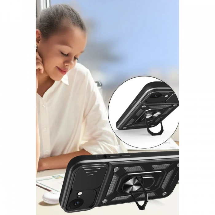 iPhone 16E Kılıf Pars Lens Yüzüklü Silikon