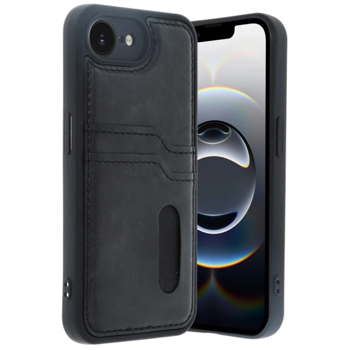 Newface iPhone 16E Kılıf Sara Kartvizitli Deri Kılıf