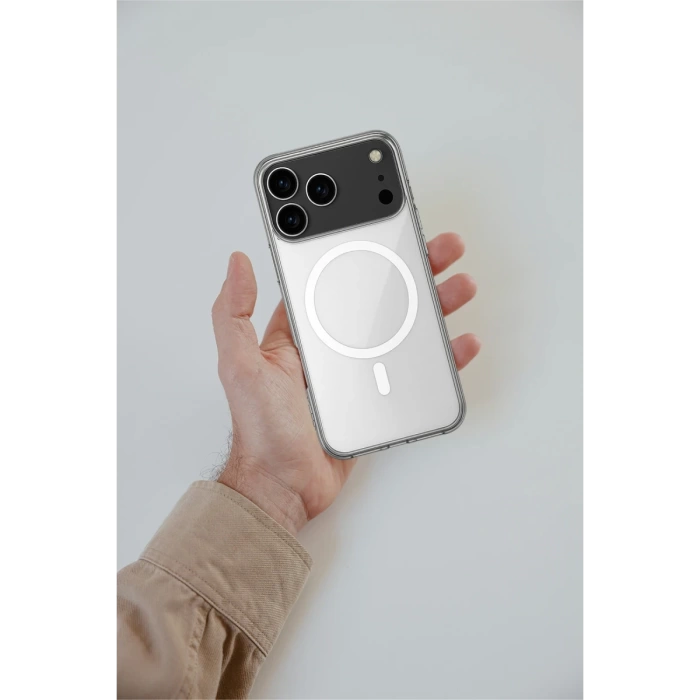 Newface iPhone 17 Pro Max Kılıf Magneticsafe Şeffaf Silikon - Şeffaf