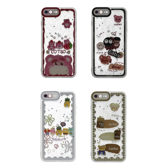Newface iPhone 7 Kılıf Sweet Desenli Silikon Kapak - Şeffaf